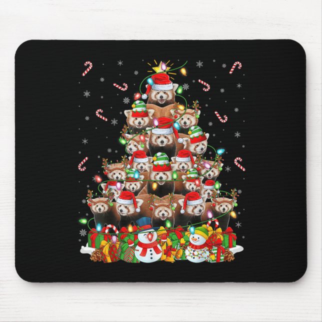 Red Panda Xmas Lighting Tree Santa Red Panda Chris Mousepad (Vorne)