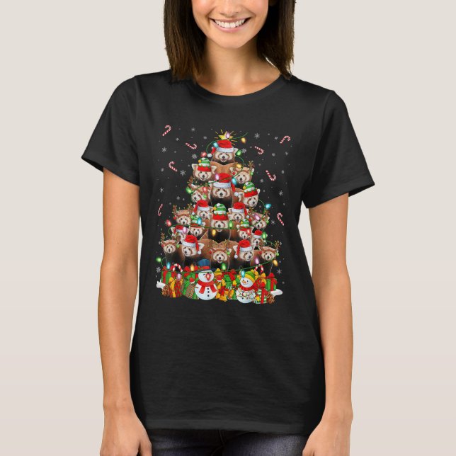 Red Panda Xmas Lighting Tree Santa Red Panda Chris T-Shirt (Vorderseite)