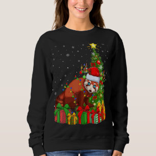 Red Panda Xmas Urlaub Santa Rote Panda Weihnachten Sweatshirt