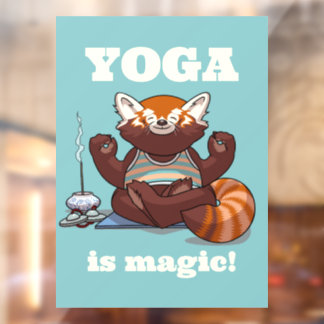 Red Panda Yoga Is Magic! Animal Meditation Artwork Fensteraufkleber