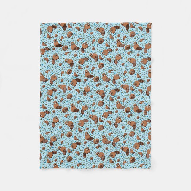 Red Pandas in Blue Fleecedecke (Vorderseite)