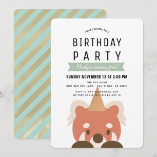 Red Pandas Simple Mint Green Geburtstag Einladung