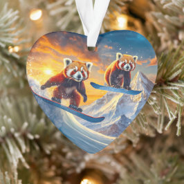 Red Pandas Snowboarden Design von Rich AMeN Gill Ornament