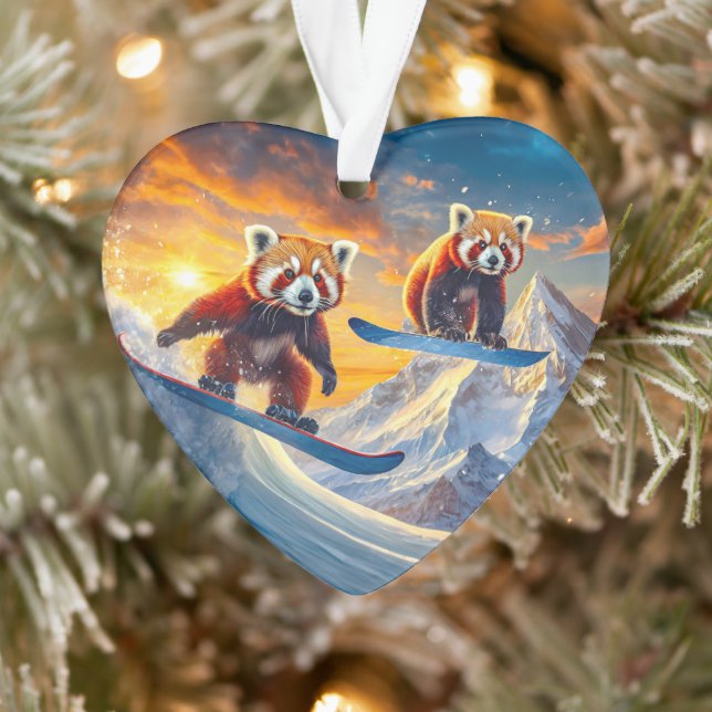 Red Pandas Snowboarden Design von Rich AMeN Gill Ornament (Baum)