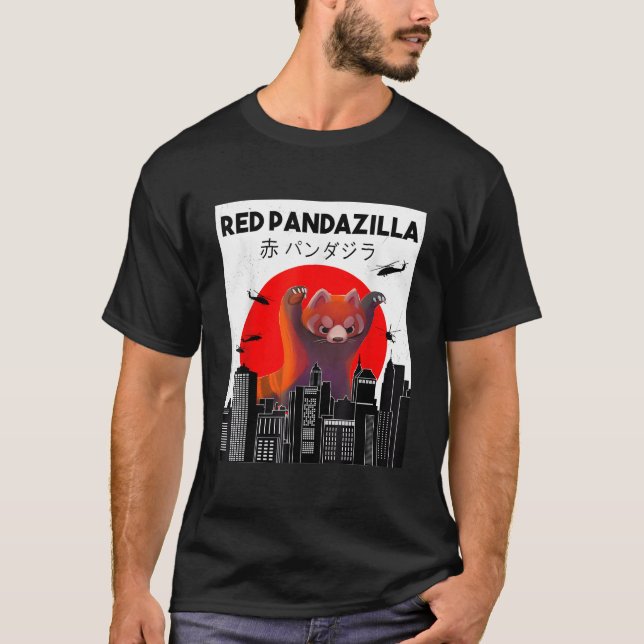 Red Pandazilla Japanisch Sun Parody Red Panda T-Shirt (Vorderseite)