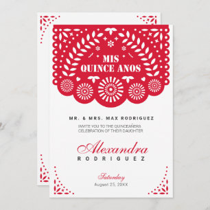 Red Papel Picado Mis Quince Años Einladung