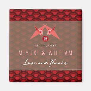 Red Paper Cranes Scallop asiatische Hochzeitsfeier Magnet