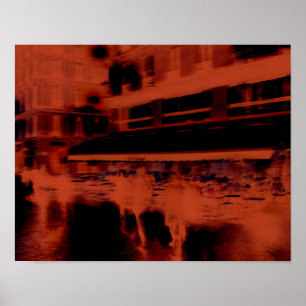 Red Paris Nacht. Coole verschwommene Bewegung Poster