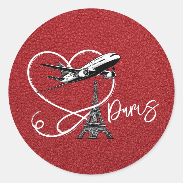 Red Paris Passport Runder Aufkleber (Vorderseite)