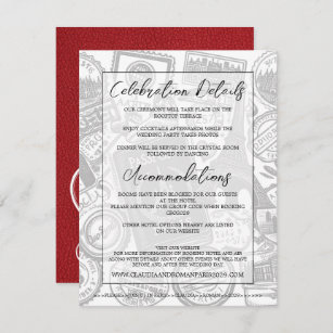 Red Paris Passport Wedding Begleitkarte