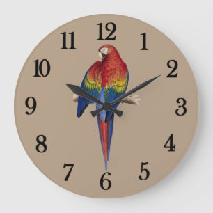 Red Parrot Große Wanduhr