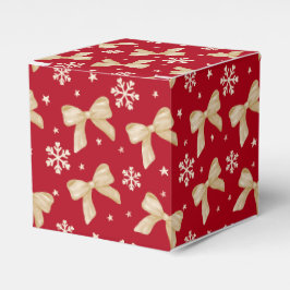Red Party Favor Box with Gold Bow Pattern  Geschenkschachtel