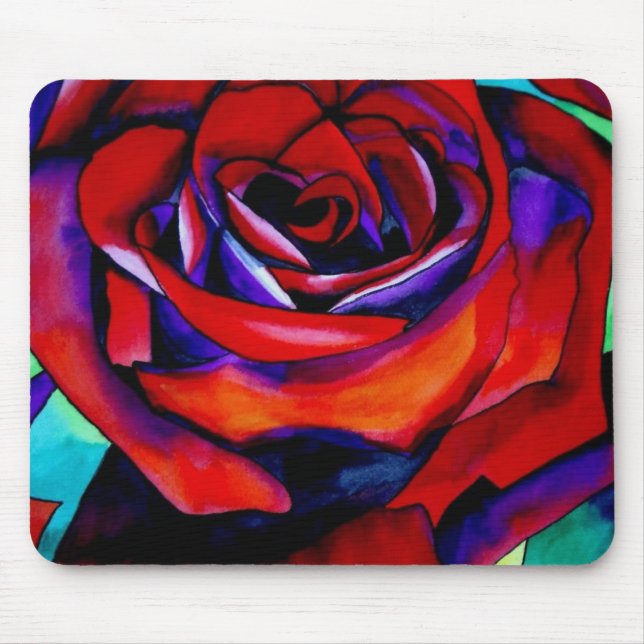 Red Passion Original rosa Watercolor Art Mousepad (Vorne)