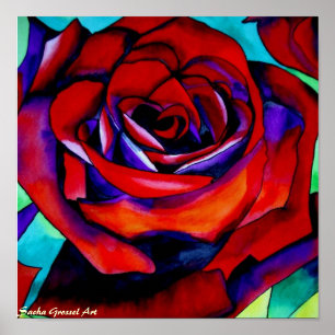 Red Passion Original rosa Watercolor Art Poster