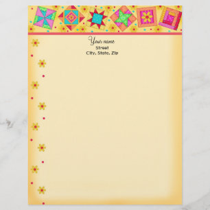 Red Patchwork Quilt Blocks Letterhead Briefbogen