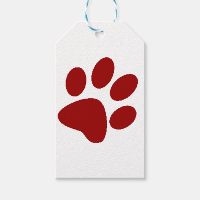 Red Paw Print Geschenkanhänger (Vorderseite)