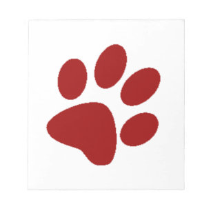 Red Paw Print Notizblock
