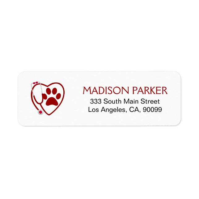 Red Paw Prints & Stethoscope Label (Vorne)