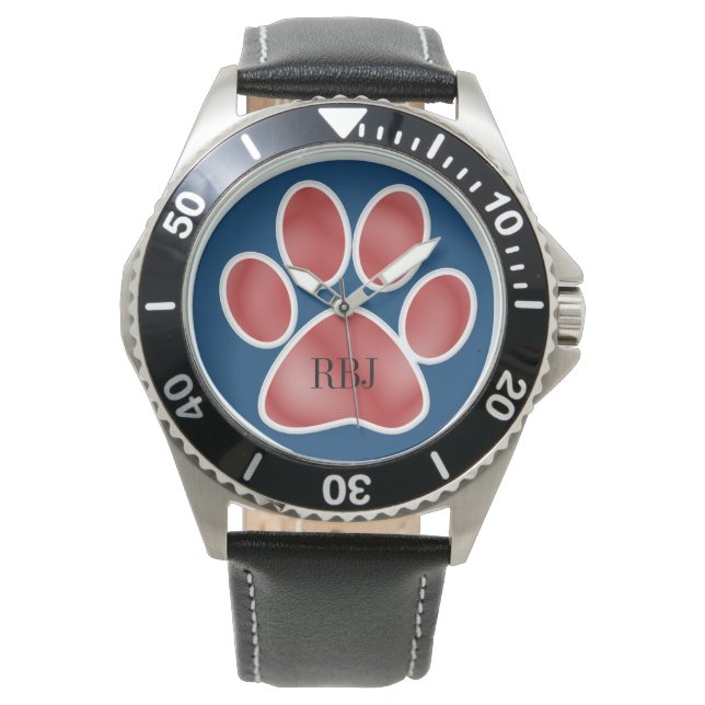Red Pawprint Watch Armbanduhr (Vorderseite)