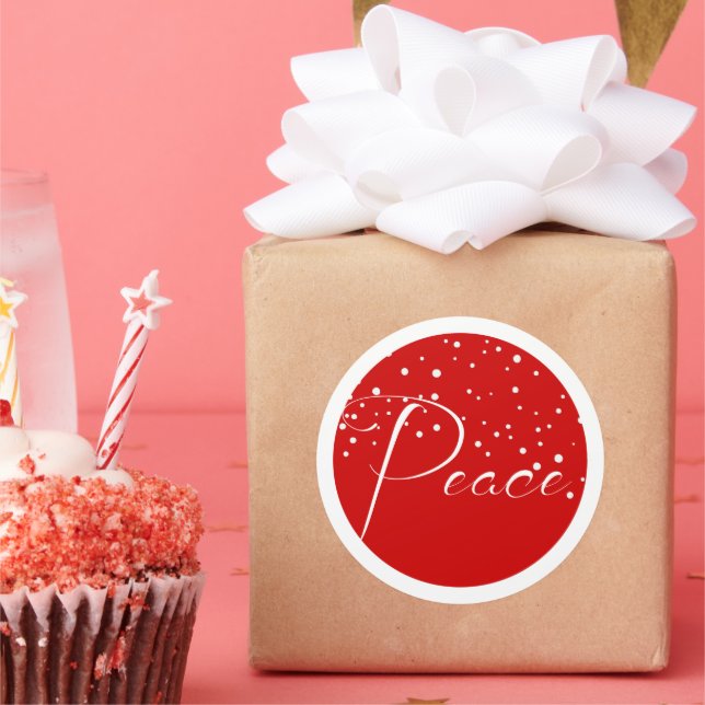 Red Peace Holiday Weihnachten Runder Aufkleber (Party)