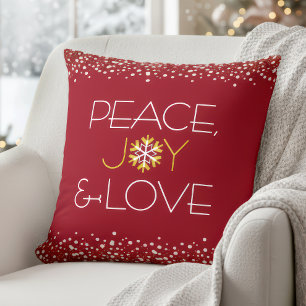 Red Peace Joy Liebe Bold Moderner Urlaub Snowflake Kissen