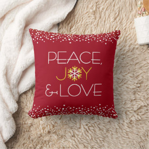 Red Peace Joy Liebe Bold Moderner Urlaub Snowflake Kissen