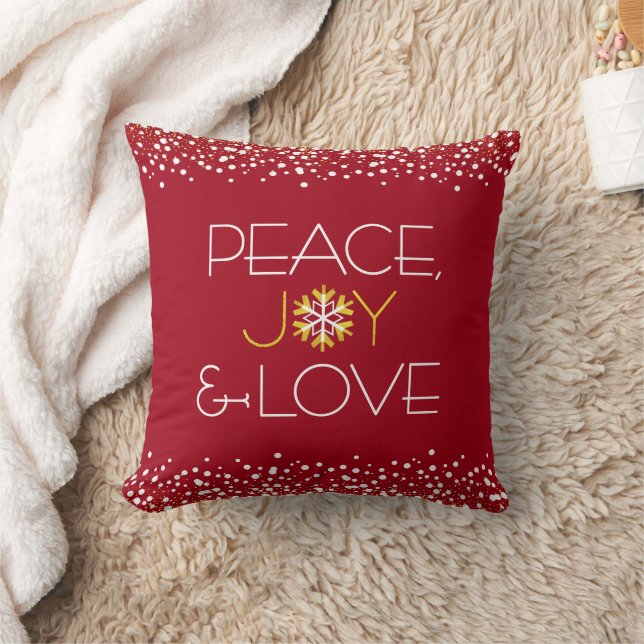 Red Peace Joy Liebe Holiday Snowflake Bold Modern Kissen (Decke)