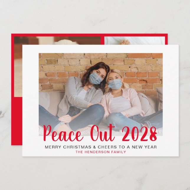 Red Peace Out Weihnachten Neujahr Fotos (Vorne/Hinten)