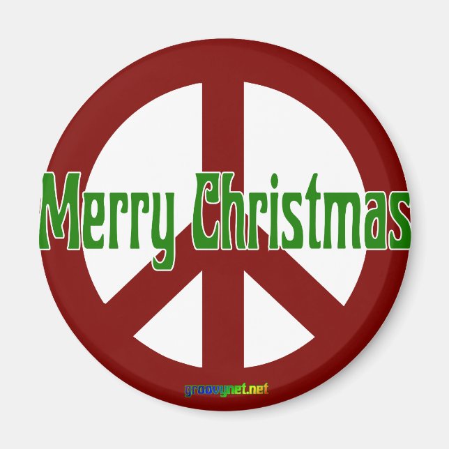Red Peace Schild mit frohen Weihnachten Magnet (Vorne)