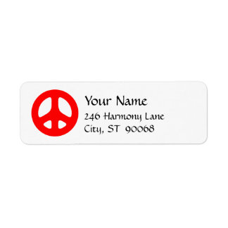 Red Peace Sign Custom Return Label