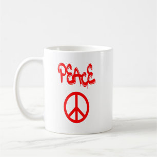 Red Peace Sign mit Frieden in Graffiti Kaffeetasse