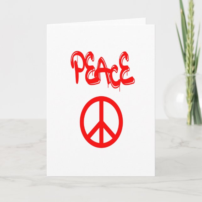 Red Peace Sign mit Frieden in Graffiti Karte (Vorderseite)