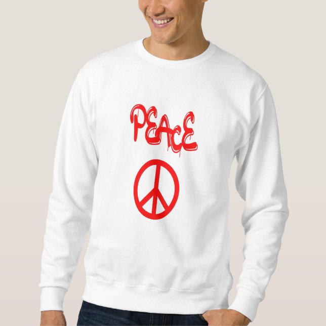 Red Peace Sign mit Frieden in Graffiti Sweatshirt (Vorderseite)