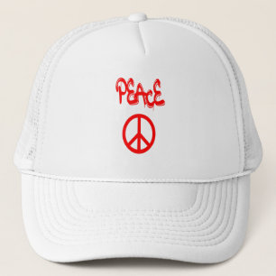Red Peace Sign mit Frieden in Graffiti Truckerkappe