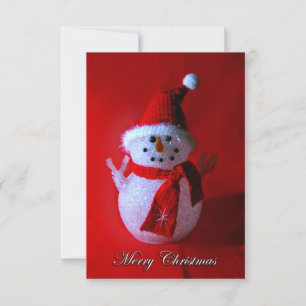 Red Peace Sign Snowman (Frohe Weihnachten) Einladung