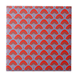 Red Peacock Feather Decorative Ceramic Tile Fliese