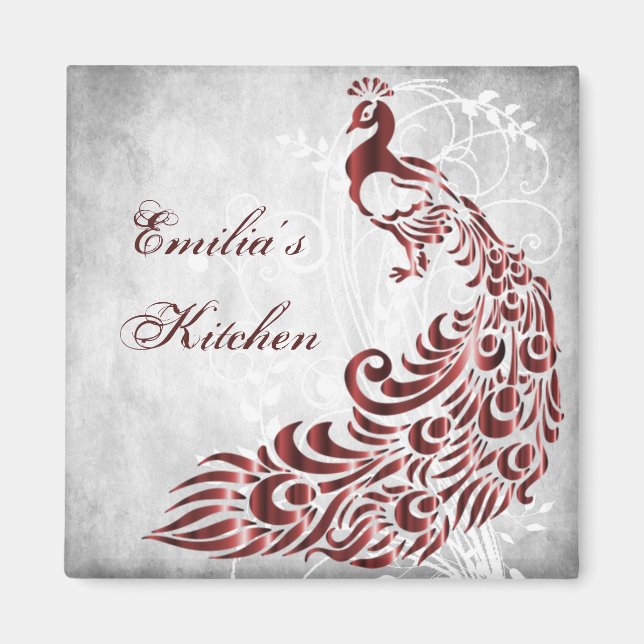 Red Peacock Personalisiert Magnet (Vorne)