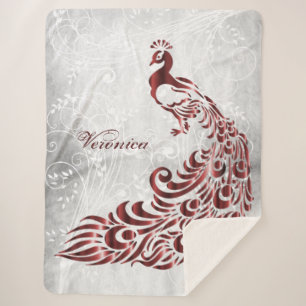 Red Peacock Personalisiert Sherpa Blanket Sherpadecke