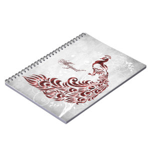 Red Peacock Personalized Spiral Notebook Notizblock