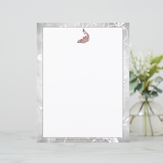 Red Peacock Stationery (Stehend Vorderseite)