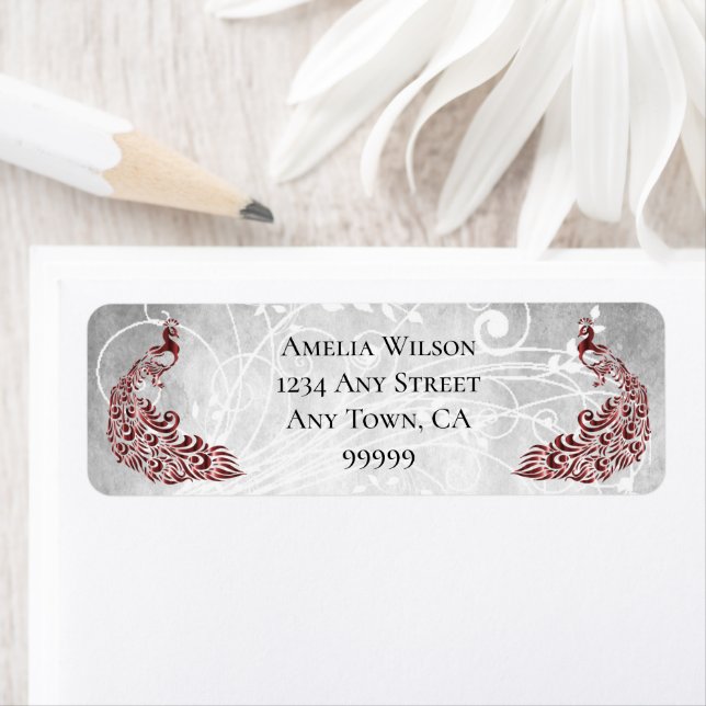 Red Peacocks Address Label (Insitu)