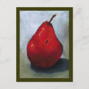 RED PEAR: ÖL PASTEL ART: OBST POSTKARTE
