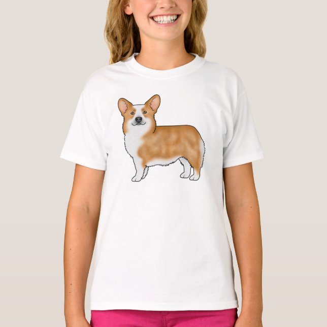 Red Pembroke Welsh Corgi Dog Breed Art Design T-Shirt (Vorderseite)