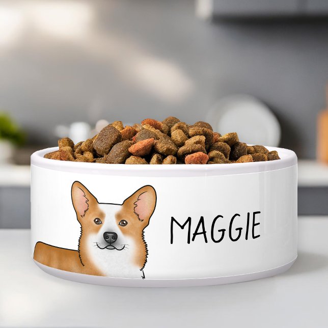 Red Pembroke Welsh Corgi Dog Head and Individuelle Napf (Von Creator hochgeladen)