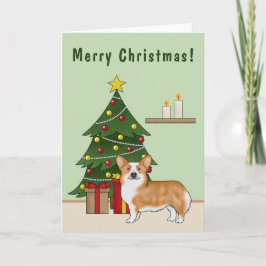 Red Pembroke Welsh Corgi Hund und Weihnachtsbaum Karte