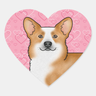 Red Pembroke Welsh Corgi Liebe Herz Muster Pink Herz-Aufkleber