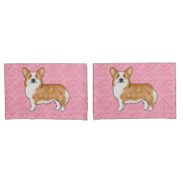 Red Pembroke Welsh Corgi Liebe Herz Muster Pink Kissenbezug