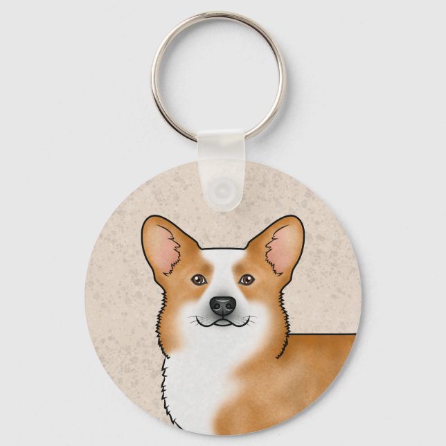 Red Pembroke Welsh Corgi Niedlich Dog Head Portrai Schlüsselanhänger (Vorderseite)
