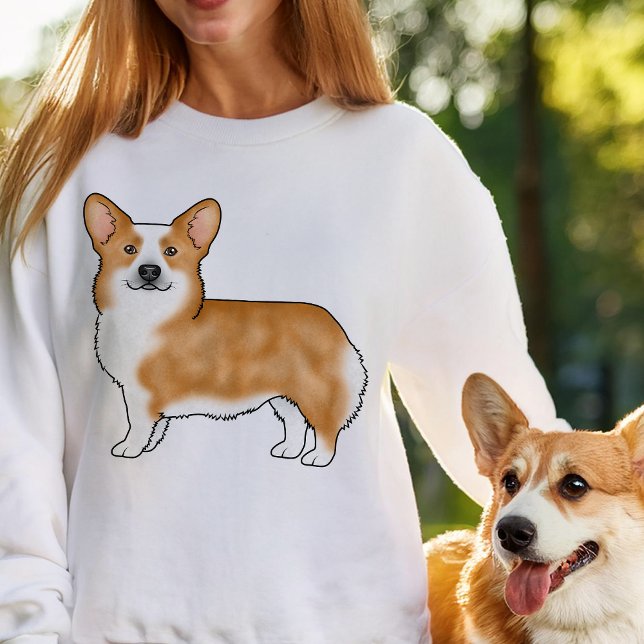 Red Pembroke Welsh Corgi Niedlich Dog Illustration Sweatshirt (Please note: This image is a digitally created mockup.)