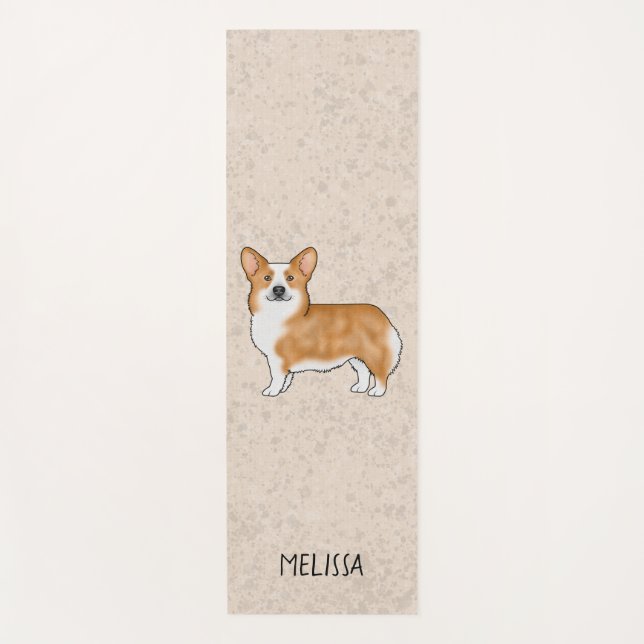 Red Pembroke Welsh Corgi Niedlicher Hund mit Indiv Yogamatte (Vorderseite)